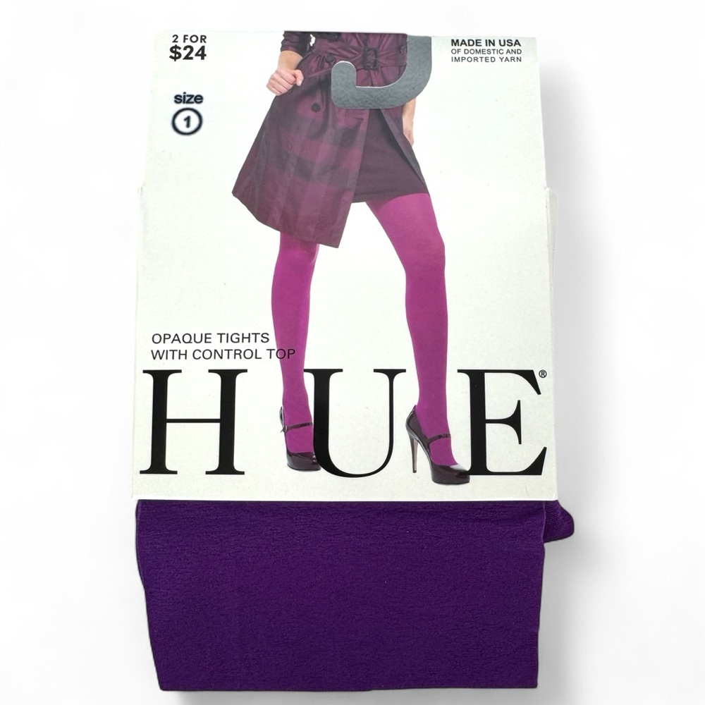 Hue Concord Purple Opaque Tights with Control Top Womens Size 1